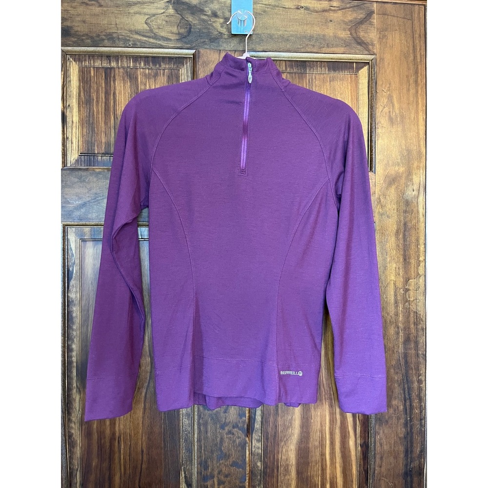 Merrell Opti-Wick Quarter Zip Long Sleeve Top Women's XS‎ Purple Quarter Zip